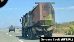 Возила на српската армија забележани на југот на Србија, 30 септември 2023 година.