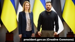 Premijerka Estonije Kaja Kallas i ukrajinski predsjednik Volodimir Zelenski u Žitomiru, Ukrajina, 24. aprila 2023.