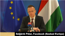 Szijjártó Péter sajtótájékoztatója 2023. március 21-én Brüsszelben