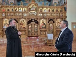 IPS Nectarie, arhimandritul celor două Americi, împreună cu Gheorghe Cârciu, șeful DPRP.