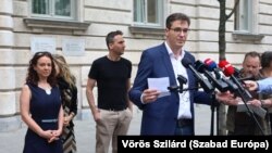 Karácsony Gergely sajtótájékoztatója a Nemzeti Választási Bizottság épülete előtt 2024. június 13-án