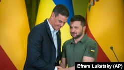 Premijer Španije Pedro Sančez i predsednik Ukrajine Volodimir Zelenski u Kijevu, 1. jula 