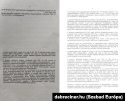 Egymás mellett látható az inkriminált dokumentum egyik oldalának kitakart és csorbítatlan változata