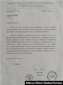 Tisza Tibor lelkész levélben tagadta meg az elhunyt utolsó kívánságát