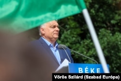 Orbán Viktor miniszterelnök beszédet tart a Békemeneten, a budapesti Margit-szigeten 2024. június 1-jén