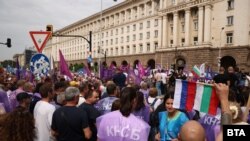 Национален митинг под надслов "За ясно и сигурно енергийно бъдеще на България!", организиран от синдикалните организации на КНСБ и КТ "Подкрепа", София, 19 септември.