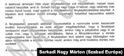 A Schadl-ügy nyomozati iratának részlete.