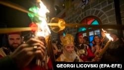 Proslava Uskrsa u crkvi u Mavrovu, Severna Makedonija, 16. april 2023. 