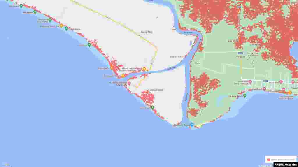 Ada Bojana na jugu Crne Gore, prognoze porasta nivoa mora izazvanog klimatskim promjenama 2030.- 2050. godine