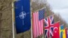 Steaguri ale NATO și ale țările membre afișate în fața Palatului Buckingham, înainte de cea de-a 75-a aniversare a semnării Tratatului Atlanticului de Nord, la Londra, Marea Britanie, 3 aprilie 2024.