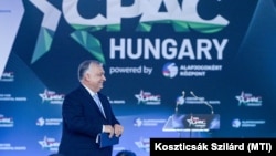 Premijer Viktor Orban prvog dana dvodnevne konferencije Konzervativne političke akcije (CPAC Mađarska) u Millenarisu 25. aprila 2024. 