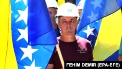 Protesti rudara ispred zgrade Elektroprivrede BiH u Sarajevu, 1. augusta 2023.