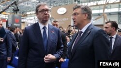 Predsednik Srbije Aleksandar Vučić i premijer Hrvatske Andrej Plenković u Mostaru, BiH, 16.04.2024