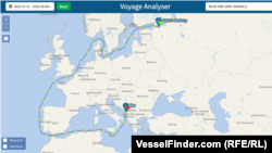 Ruta teretnog broda iz Rusije do Crne Gore, identifikovano na osnovu baze VesselFinder.com