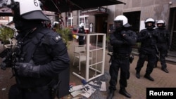 Security was increased as fans gathered in Gelsenkirchen before the England-Serbia match on June 16.