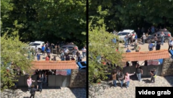 Около 50-60 агрессивных молодчиков забросали лагерь камнями и залили красной краской, оскорбляя при этом подростков