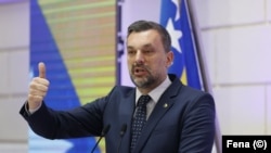 Ministar vanjskih poslova BiH Elmedin Konaković na konferenciji za medije u 6. maja 2023. u Sarajevu