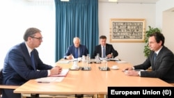 Aleksandar Vučić és Albin Kurti tárgyalása Brüsszelben 2023. szeptember 14-én