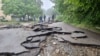 Разрушена улица след силен порой в Берковица.