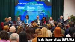 უკრაინაში რუსეთის ომის ორი წლისთავისადმი მიძღვნილი კონფერენცია თბილისში, სასტუმრო სტამბა. 23 თებერვალი, 2024 წელი.