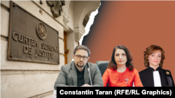 Candidații la funcția de judecător la Curtea Supremă de Justiție (de la stânga la dreapta): Alexandru Rotari, Rodica Chirtoacă, Ludmila Ouș.