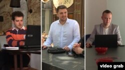 Nga e majta në të djathtë: Jetmir Asani nga koalicioni VLEN, Sergej Popov nga VMRO DPMNE-ja, dhe Marko Mihajllovski nga LSDM-ja.