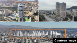 ფოტოკოლაჟი თბილისში დაგეგმილი მშენებლობების მაკეტიდან
