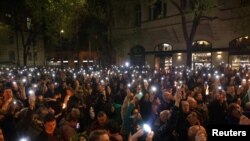 Кадър от протеста в Будапеща