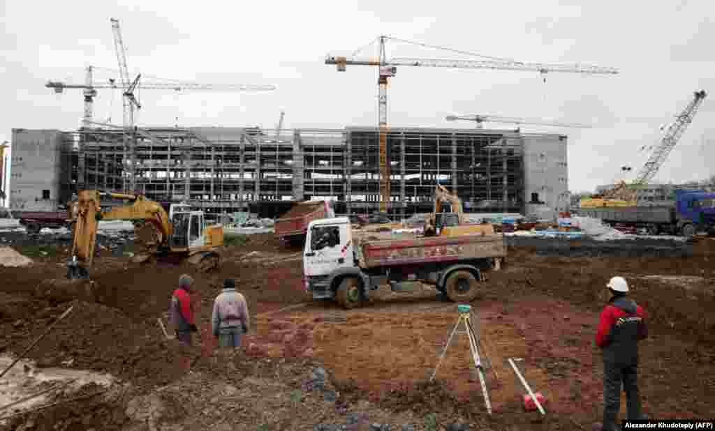 The airport is shown under construction in February 2011. The refurbished Donetsk airport was built in time to host teams and fans for the 2012 UEFA European Football Championship, which Ukraine hosted jointly with Poland.