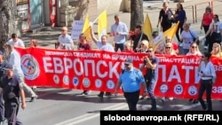 Илустрација - Протест на работници за повисоки плати (фотоархива).