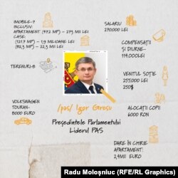 Igor Grosu indică în declarația de avere șapte imobile și opt terenuri