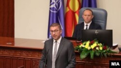 Мандатарот Христијан Мицкоски ја образложува програмата на идната влада пред пратениците на 22 јуни 2024 година. 