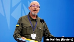 Ministrul ucrainean al Apărării, Oleksi Reznikov, la reuniunea NATO de la Vilnius, Lituania, 11 iulie 2023