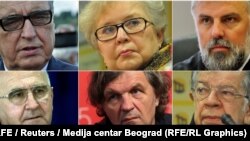 Neki od članova Senata RS: (gore, s lijeva na desno) Rajko Kuzmanović, Jelena Guskova, Grigorije Durić i (dole, s lijeva na desno) Borislav Paravac, Emir Kusturica, Nenad Kecmanović (foto arhiv)