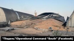 Un depozit de cereale dintr-un port maritim distrus de un atac al unei drone rusești, în regiunea Odesa, Ucraina, 24 iulie 2023.