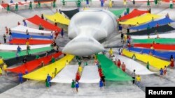 Фрагмент церемонии открытия чемпионата Европы по футболу. Мюнхен, 14 июня 2024 года