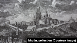 Gornja Lavra s Uspenskom katedralom i zvonikom. Dio gravure iz 1820. godine.