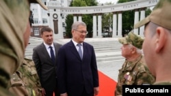 Церемония отправки добровольческого полка "Башкортостан" на войну в Украину. Лето 2023 года