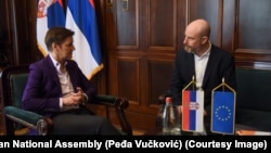 Predsednica Skupštine Srbije Ana Brnabić sa izvestiocem Evropskog parlamenta za Srbiju Vladimirom Bilčikom, 5. jun 2024. 