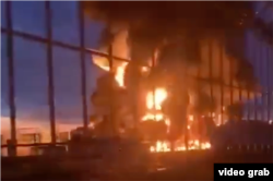 Пожар на Смоленском НПЗ после атаки БПЛА. Россия, 2024 год