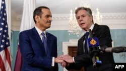 Катарският премиер и външен министър Мохамед бин Абдулрахман Ал Тани по време на среща с държавния секретар на САЩ Антъни Блинкен във Вашингтон, 5 март 2024 г.