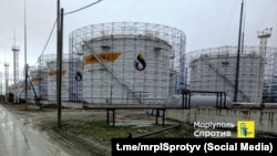 Anti-drone protection for oil tanks at the oil refinery in Slavyansk in Russia;s Krasnodar region