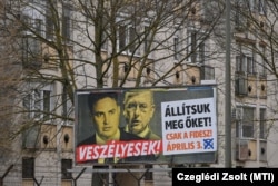 A Fidesz választási plakátja Debrecenben 2022. március 31-én