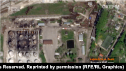 Петролната база след руската атака, 05.05.22 г. Сателитно изображение на Planet Labs