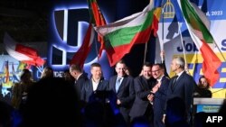 Кадър от срещата на представители на крайнодесни партии от ЕС във Флоренция. Най-вдясно е председателят на „Възраждане“ Костадин Костадинов. 3 декември 2023 г.