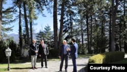 Претседателот Стево Пендаровски ги пречека Жозеп Борел и Мирослав Лајчак во Вилата Билјана во Охрид, 18 март 2023