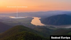 A Dunakanyar látképe a kavicsbánya tervezett helyével