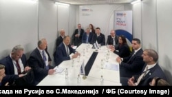 Министерот за надворешни работи на Русија, Сергеј Лавров со министрите за надворешни работи на Северна Македонија, Бујар Османи и министерот за надворешни работи на Малта, Иан Борг, Скопје, 30.11.2023. 