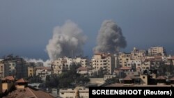 Дим след израелски удари в град Газа, 6 ноември 2023 г. 