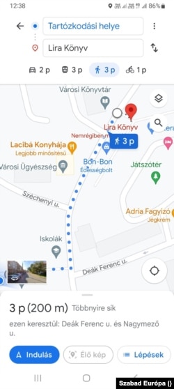 Iskola - könyvesbolt távolság